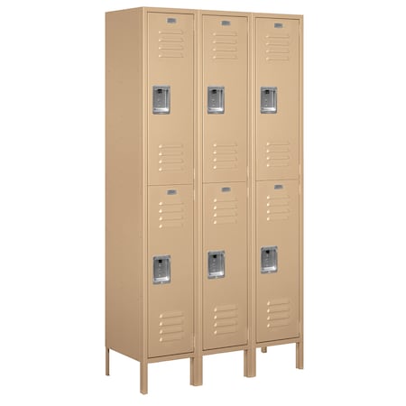 Salsbury Industries Wardrobe Locker, 45" W, 15" D, 78" H, (3) Wide, (6) Openings, Tan 52365TN-U